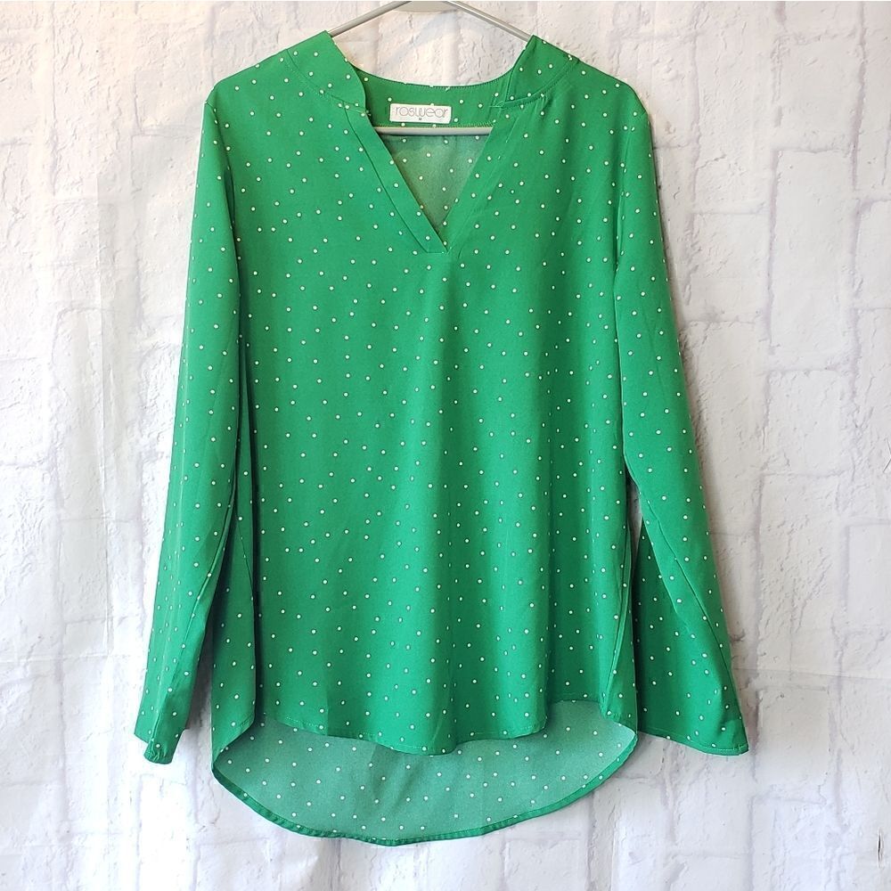 ROSWEAR Polka-dot Tunic Blouse
